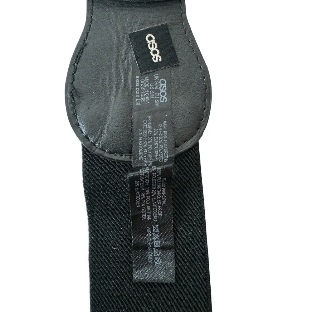 ASOS Belt Womens Small Médium Black West‎ Silver Plated Buckle Cowgirl Elastic